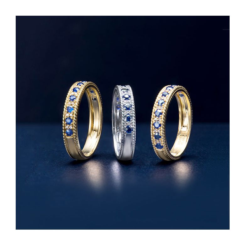 Bague saphir - Tempietto - Or blanc, diamant, saphir - 8