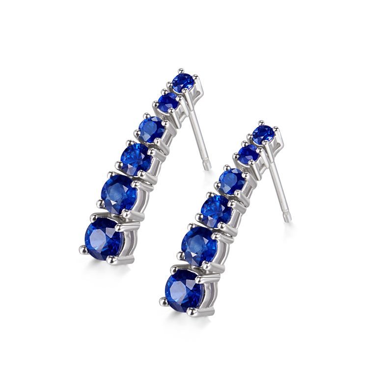 Boucle oreille Montecristo blue - Saphir, or blanc - 1