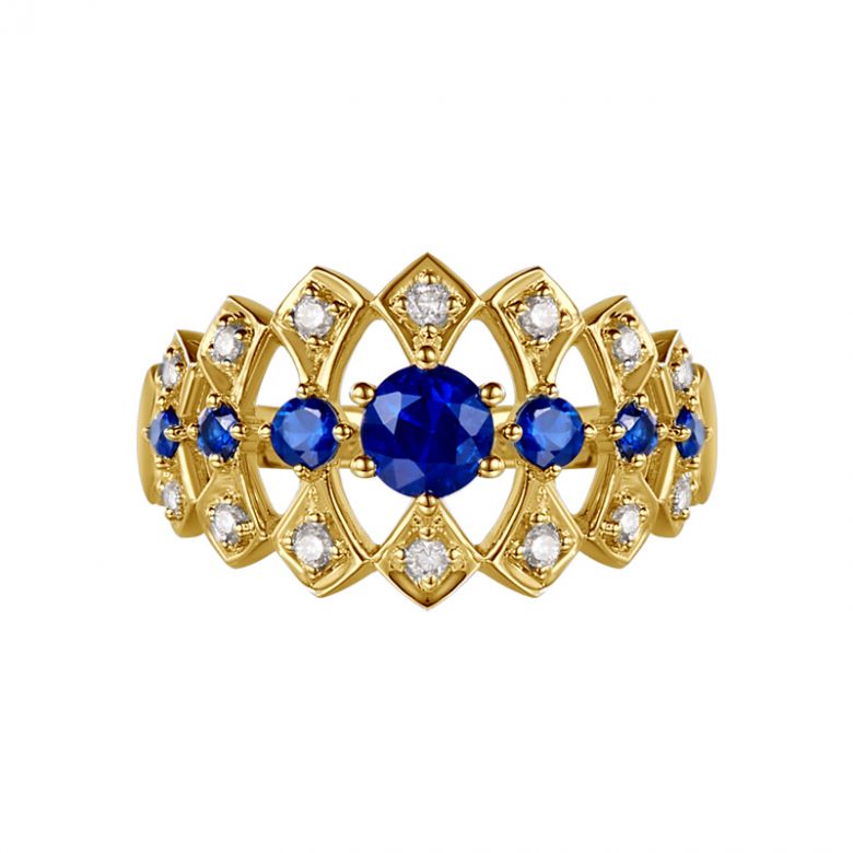 Bague Santa maria novella - Or jaune, saphir bleu & diamant - 7