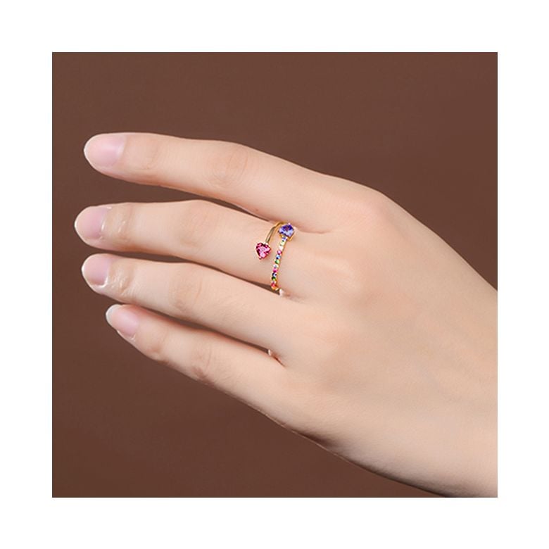 Bague signaux inversés. Or jaune, Saphirs - 6