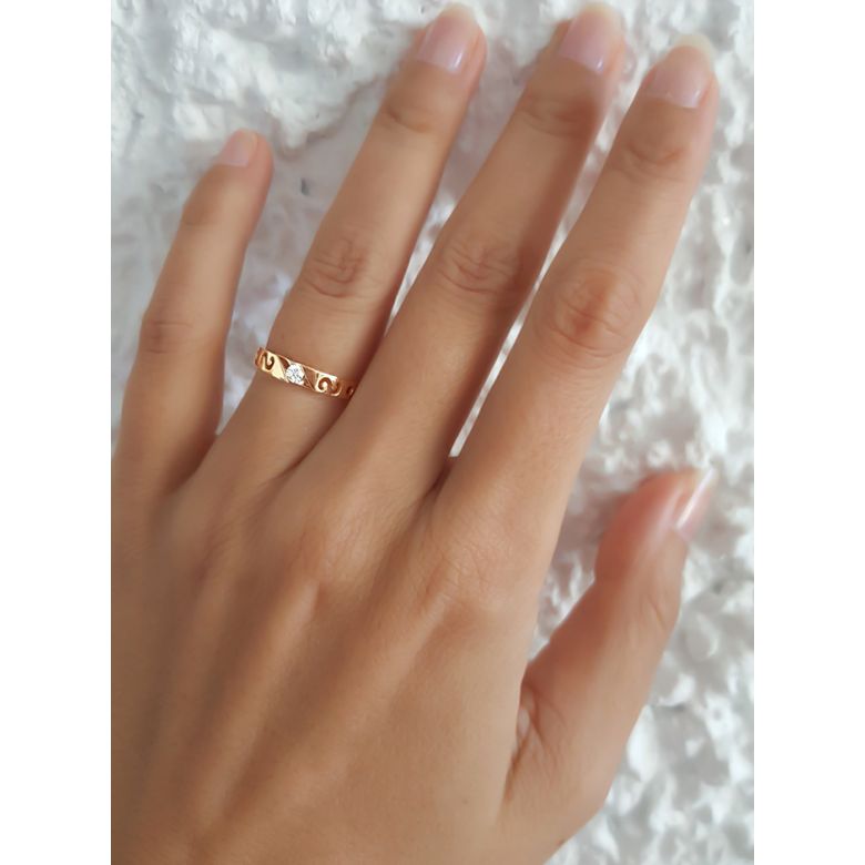 Mon alliance de mariage - Alliance originale or jaune, diamant - Femme - 2