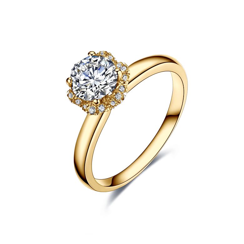 Solitaire Captivante Renoncule - Bague Diamanté & Or Jaune | Gemperles - 1