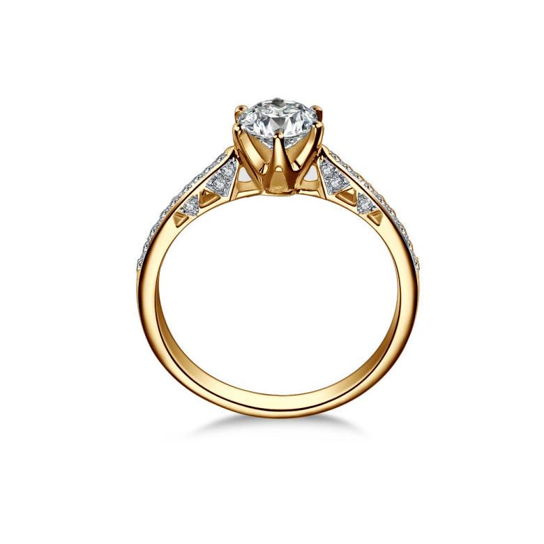 Bague de fiancailles - Diamant solitaire accompagné - Or jaune- Koh-I-Noor - 6