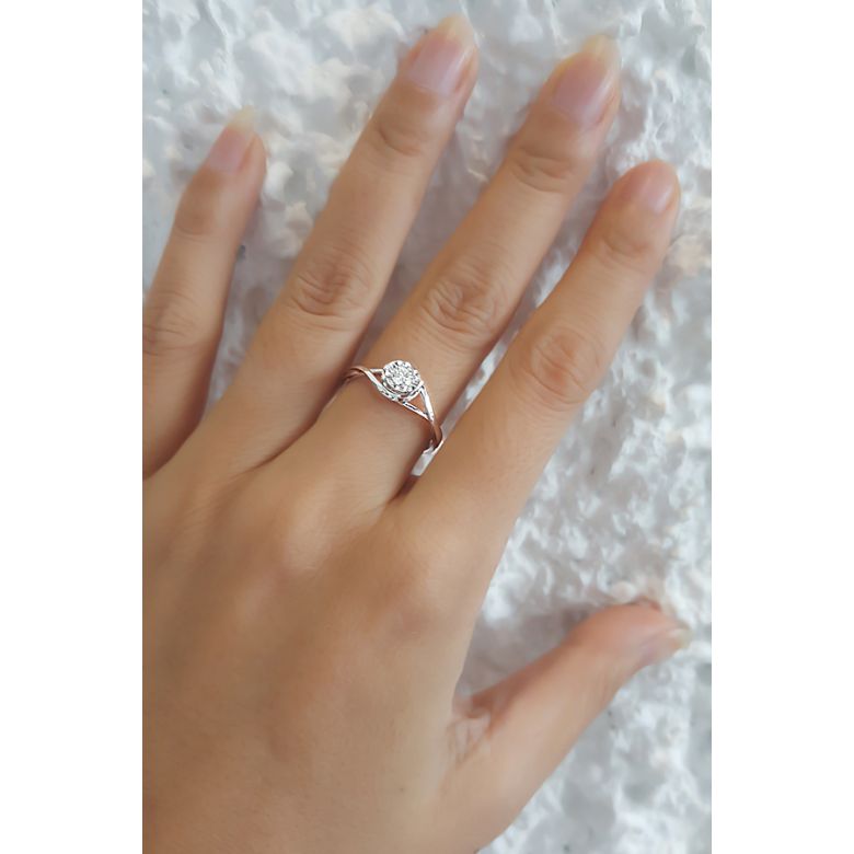 Solitaire anneau ensorcelé - Or blanc 18cts et diamant 0.15ct | Gemperles - 7