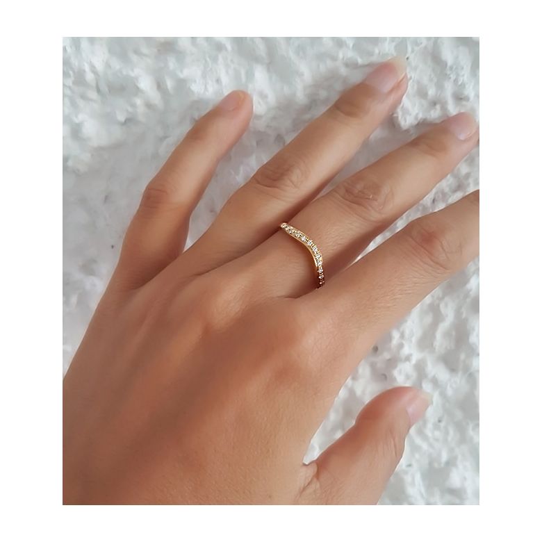 Alliance ondulée or jaune - Alliance femme avec diamants - 3