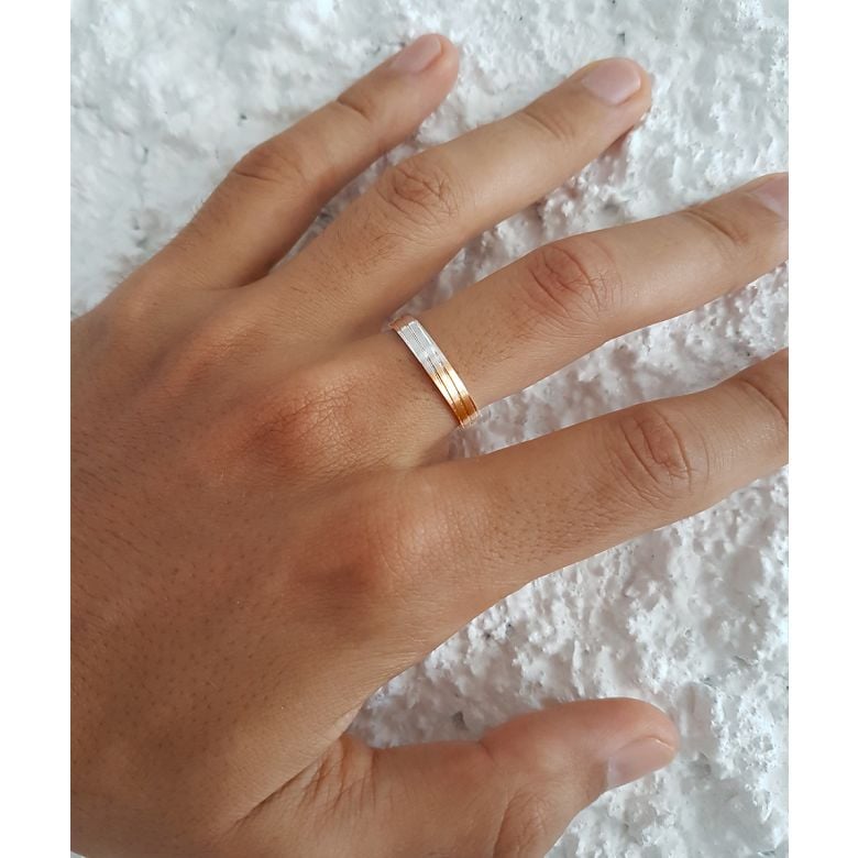 Alliance de mariage rainure - 2 ors - Homme - 2