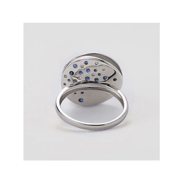 Bague Seiza Constellation I Perle Akoya, saphir, diamant I Or blanc - 6