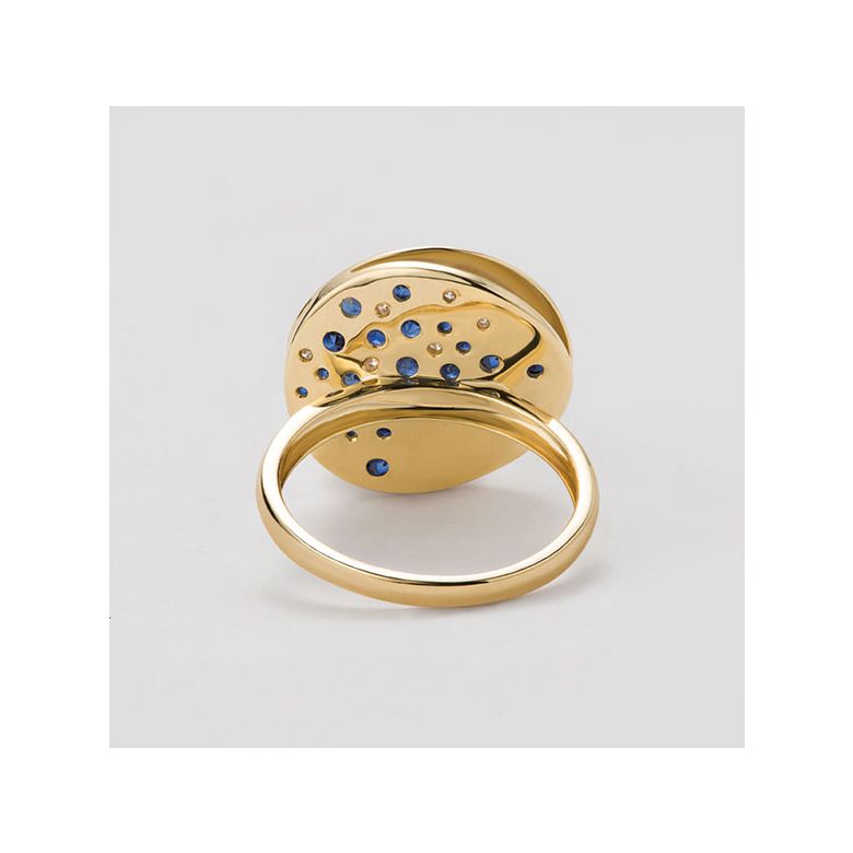 Bague Seiza Constellation I Perle Akoya, saphir, diamant I Or jaune - 8