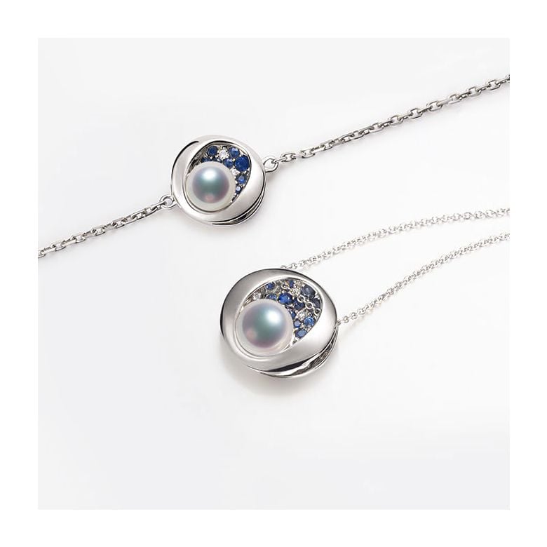 Bracelet perle Akoya - Diamant, saphir, Or blanc I Seiza - 3