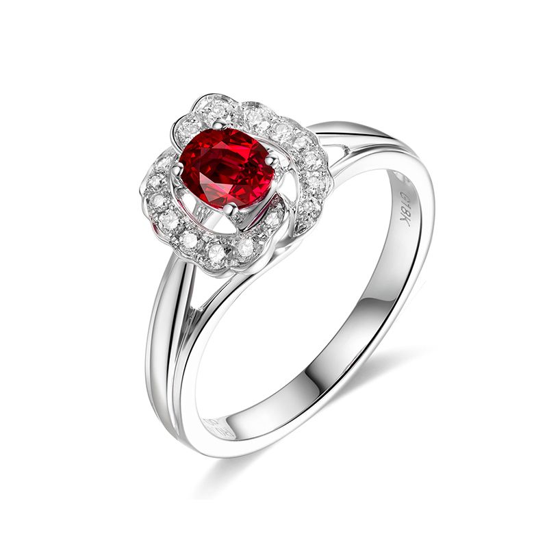 Bague Fiancaille Rubis Or Blanc Mulan - 1