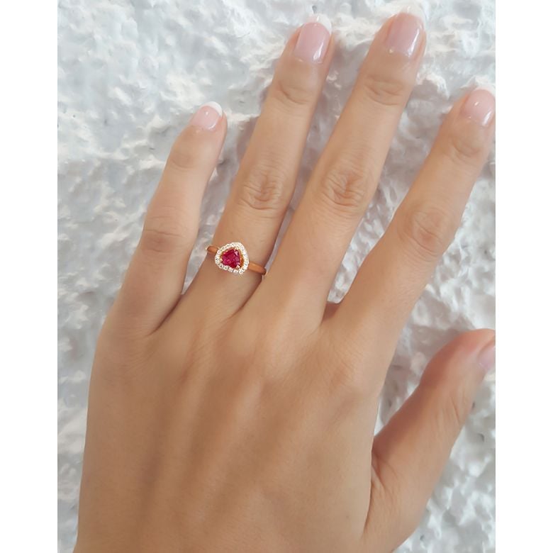 Bague glamour rubis et diamants en or jaune - Mon coeur - 4