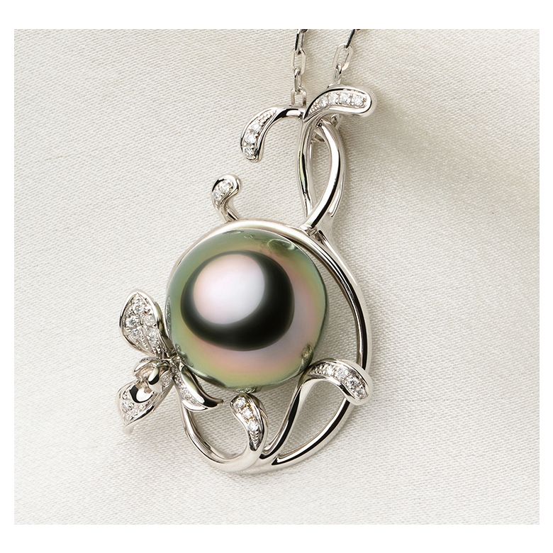 Pendentif Lysette perle de Tahiti, Or blanc et diamants - 7
