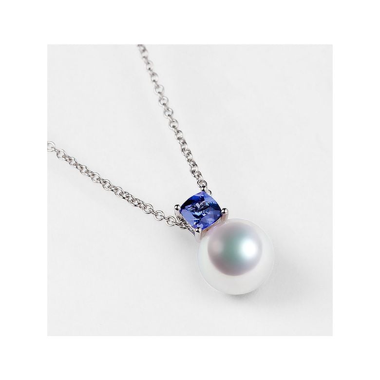 Pendentif Ginza. Mariage saphir et perle Akoya. Or blanc - 4