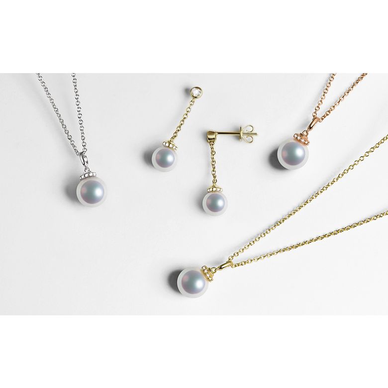 Pendentif et Boucles Style princesse. Perles Akoya, Or jaune - 5