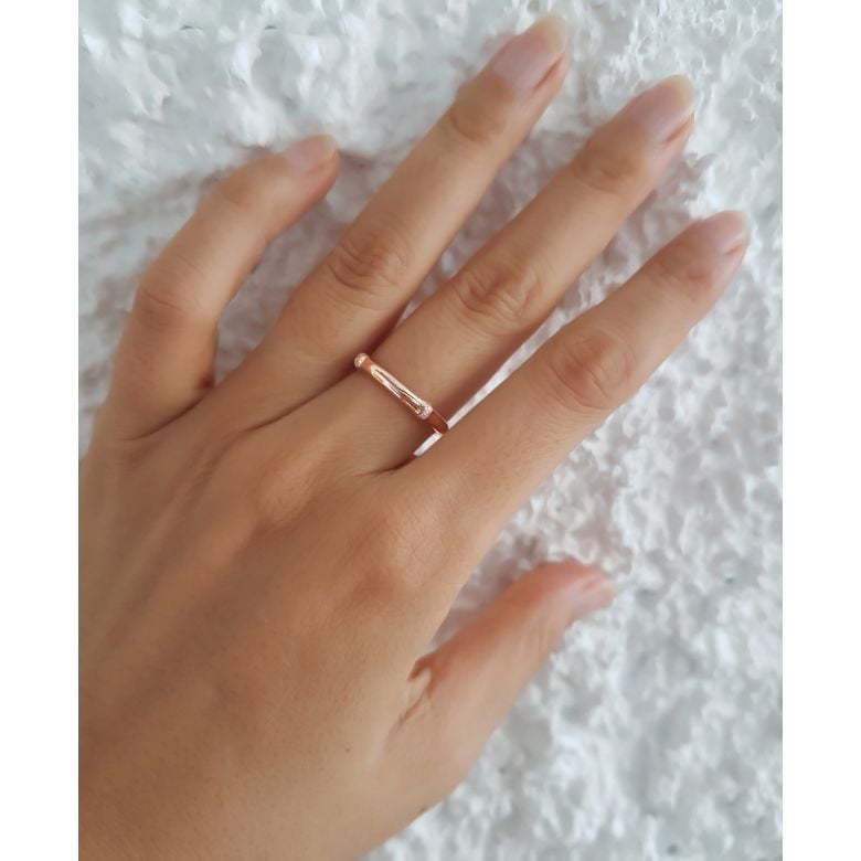 Bague bambou or jaune 18cts - Anneau de luxe et diamants | Bambou - 5