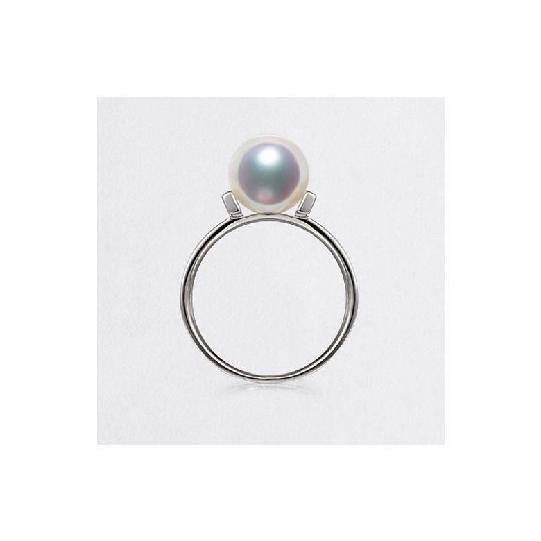 Bague moderne perle Akoya du Japon et or blanc 18 carats - 4