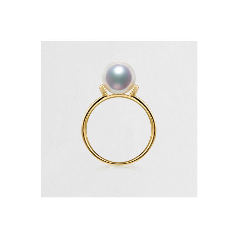 Bague moderne perle Akoya du Japon et or jaune 18 carats - 5