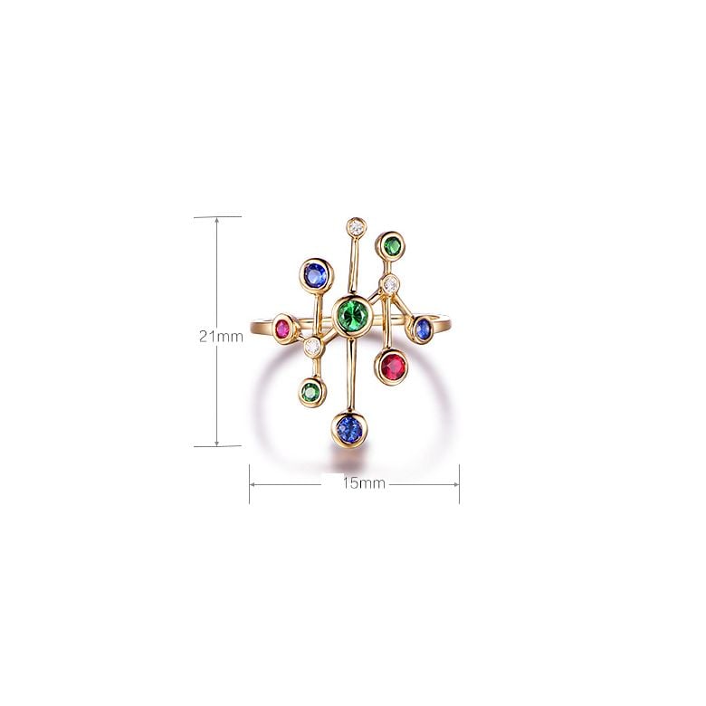Bague gouttes d’amour. Or jaune, pierres précieuses - 12