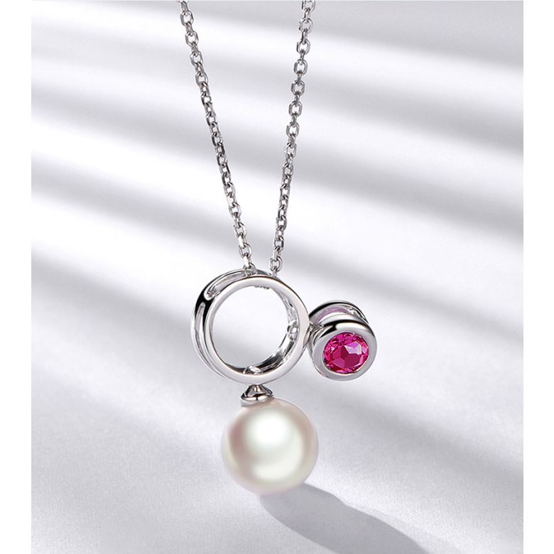 Collier pendentif Aiko. Perle Akoya et tourmaline - 3