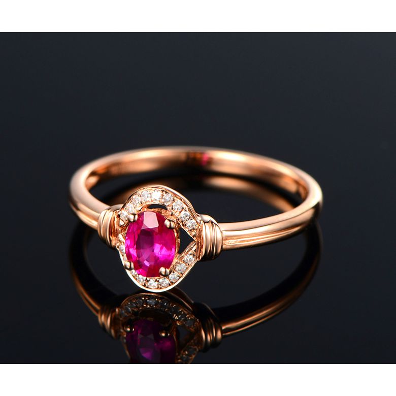 Bague rubis Chéri diamants et Or rose 18cts - 4