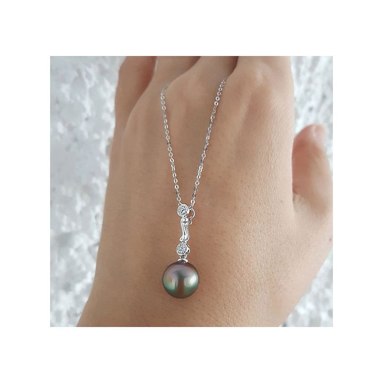 Pendentif Andros - Perle de Tahiti - Or blanc, diamants - 3