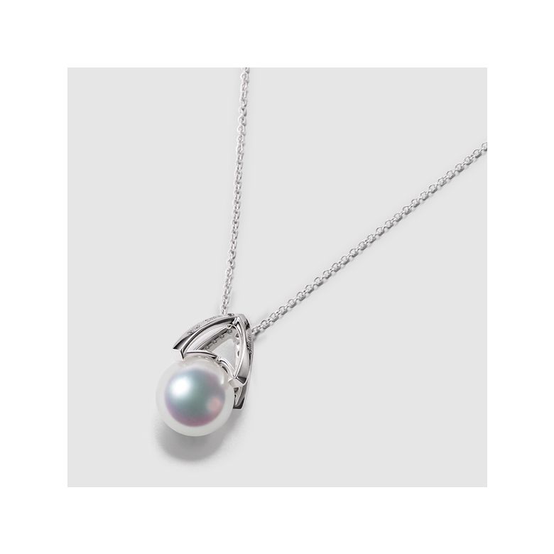 Pendentif perle Akoya Japon. Diamant, Or blanc I Masako - 5