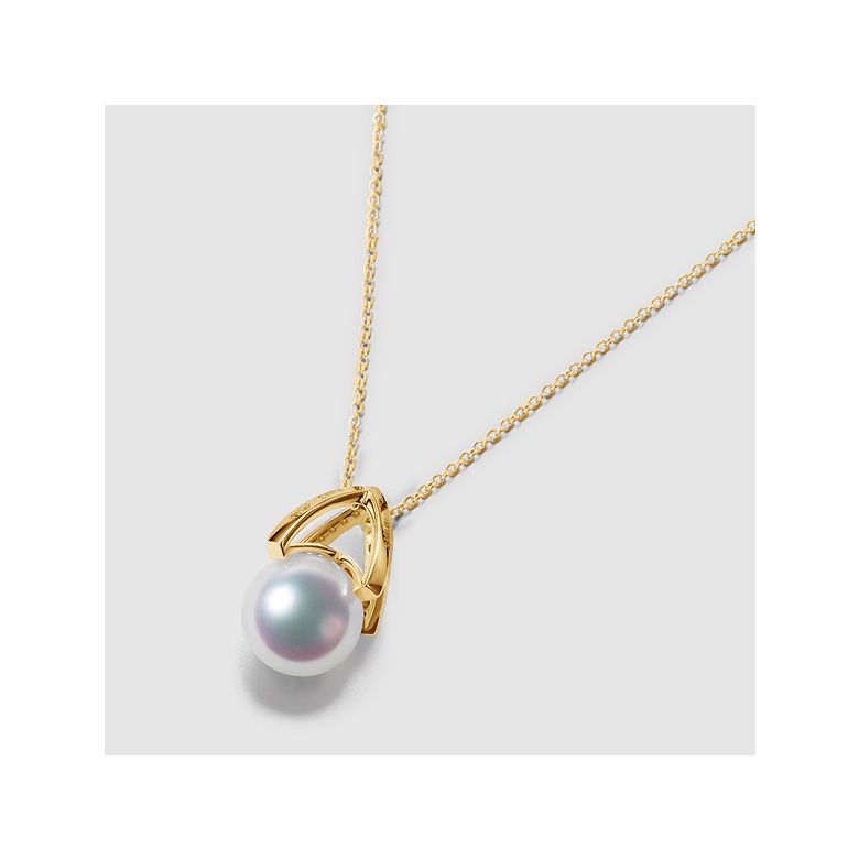 Pendentif perle Akoya Japon. Diamant, Or jaune I Masako - 5