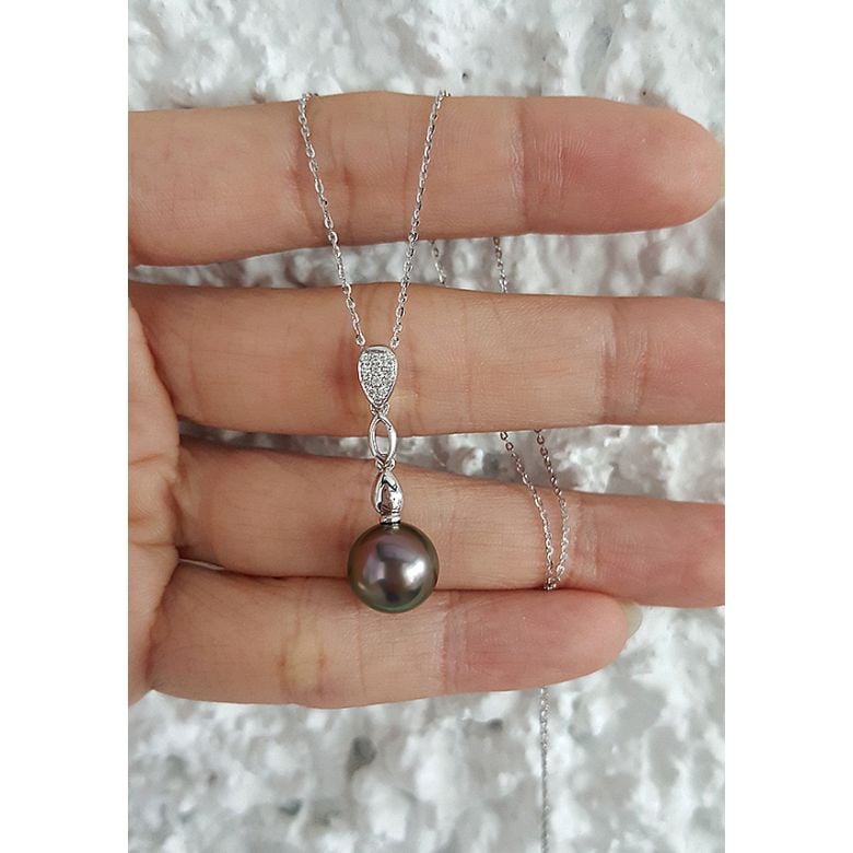 Pendentif Saria- Perle de Tahiti - Or blanc, diamants - 4