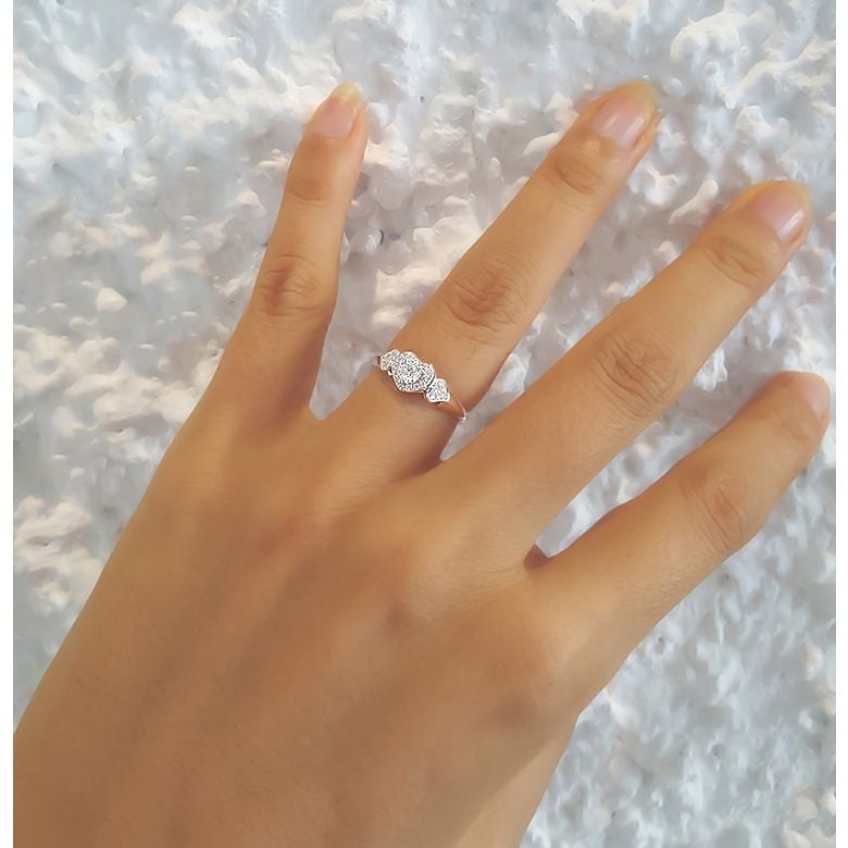 Bague Solitaire Coeurs Splendides - Platine & Diamants | Gemperles - 7