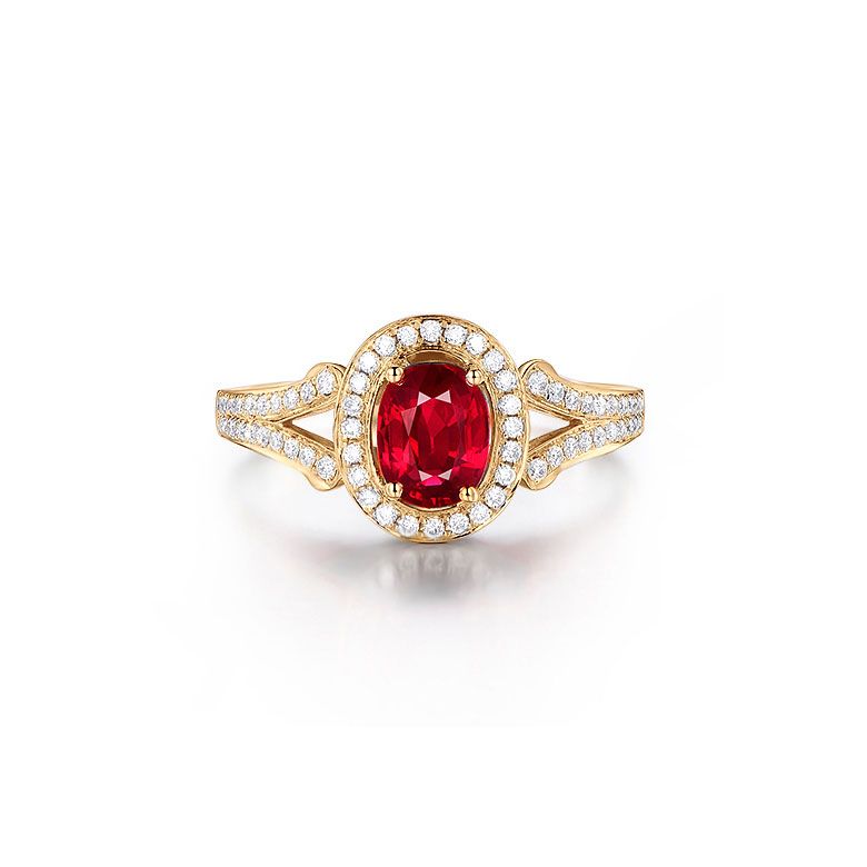 Bague Mogok, rubis de Mozambique.  Or jaune et diamants | Mogok - 1