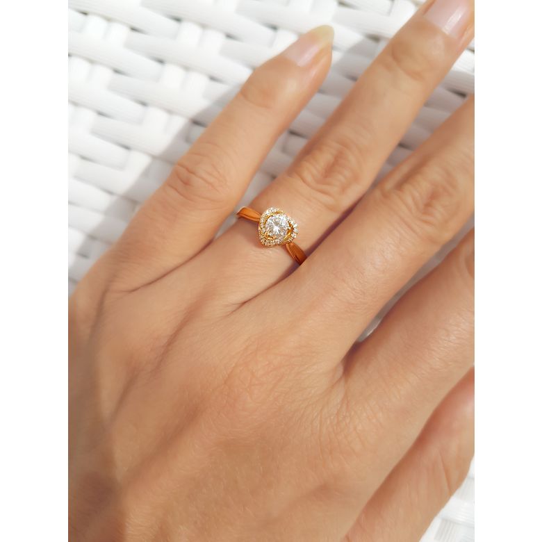 Solitaire Mon Coeur de Rose - Bague Or Jaune & Diamants | Gemperles - 5
