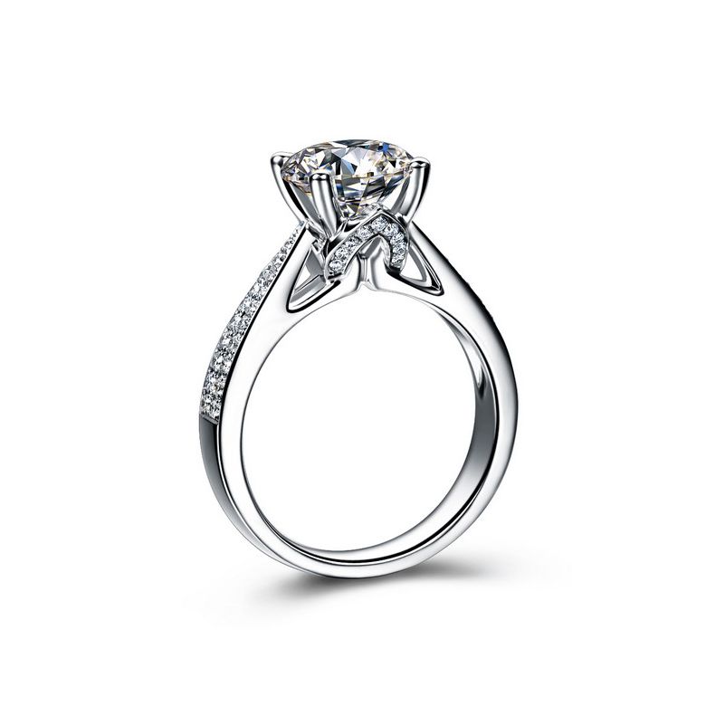Bague de Fiancaille Lafayette - Solitaire épaulé Or Blanc, Diamant | Gemperles - 1