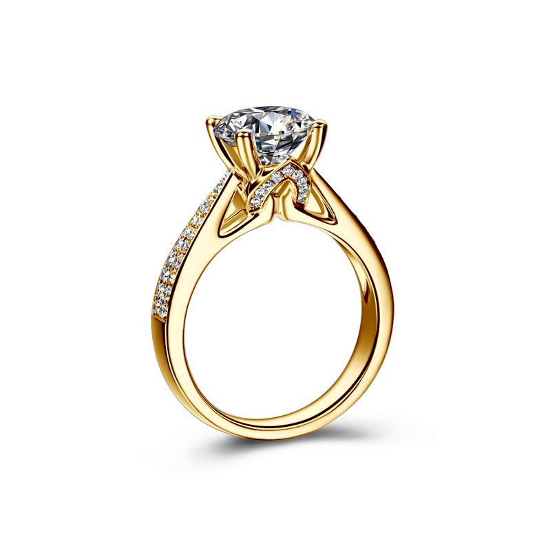 Bague de Fiancaille Lafayette - Solitaire épaulé Or Jaune, Diamant | Gemperles - 1