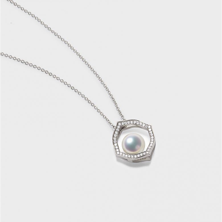 Pendentif or blanc perle culture Akoya, Diamant - Coco Chanel - 5