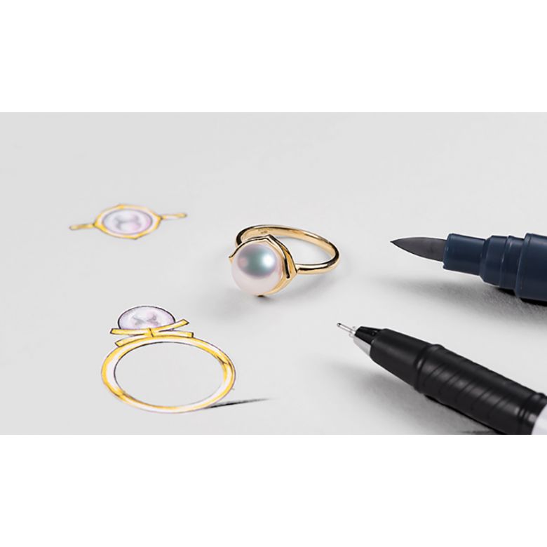 Bague perle de culture - Perle Akoya Japon - Or jaune - Coco Chanel - 9