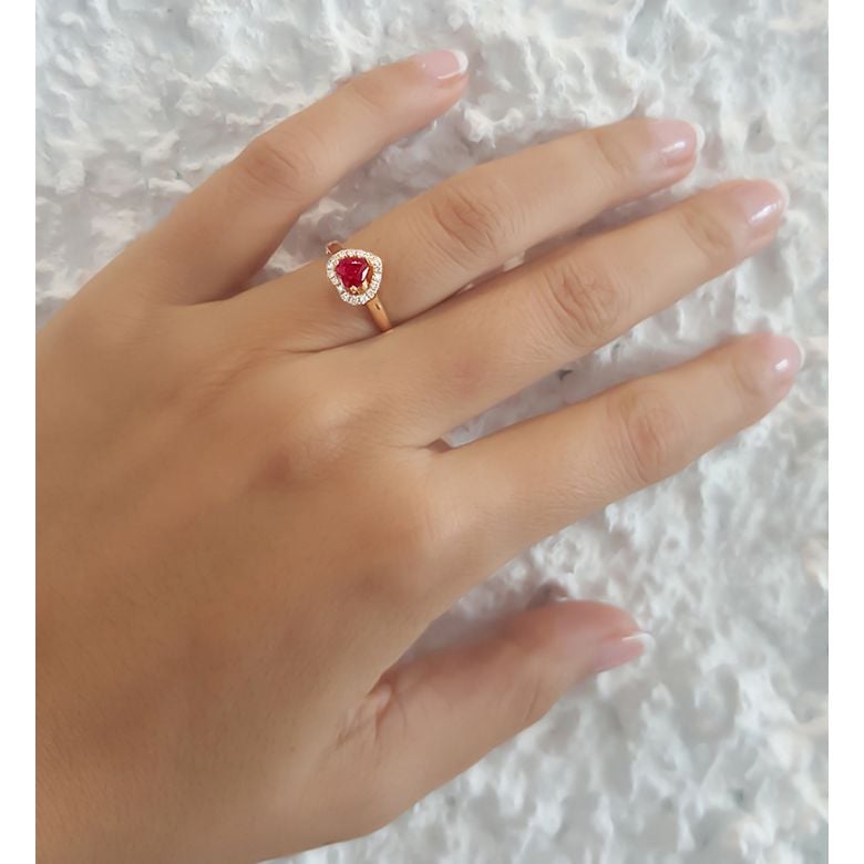 Bague glamour rubis et diamants en or jaune - Mon coeur - 6