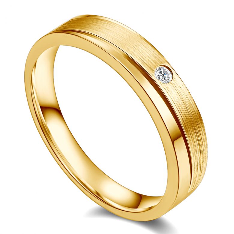 Alliance Une pointe d'amour pour Homme, Or jaune - 1
