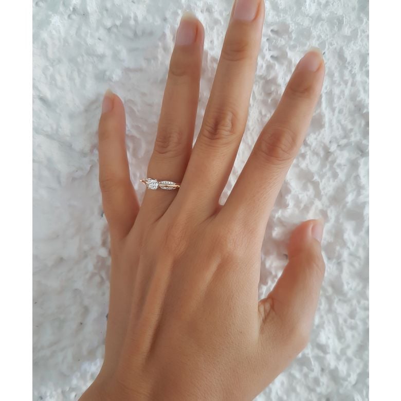 Bague de Fiancaille Cassandre - Solitaire Accompagnée Or Blanc & Jaune | Gemperles - 6