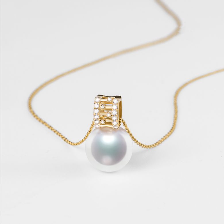 Pendentif Mikiko perle Akoya du Japon. Or jaune, diamants - 2
