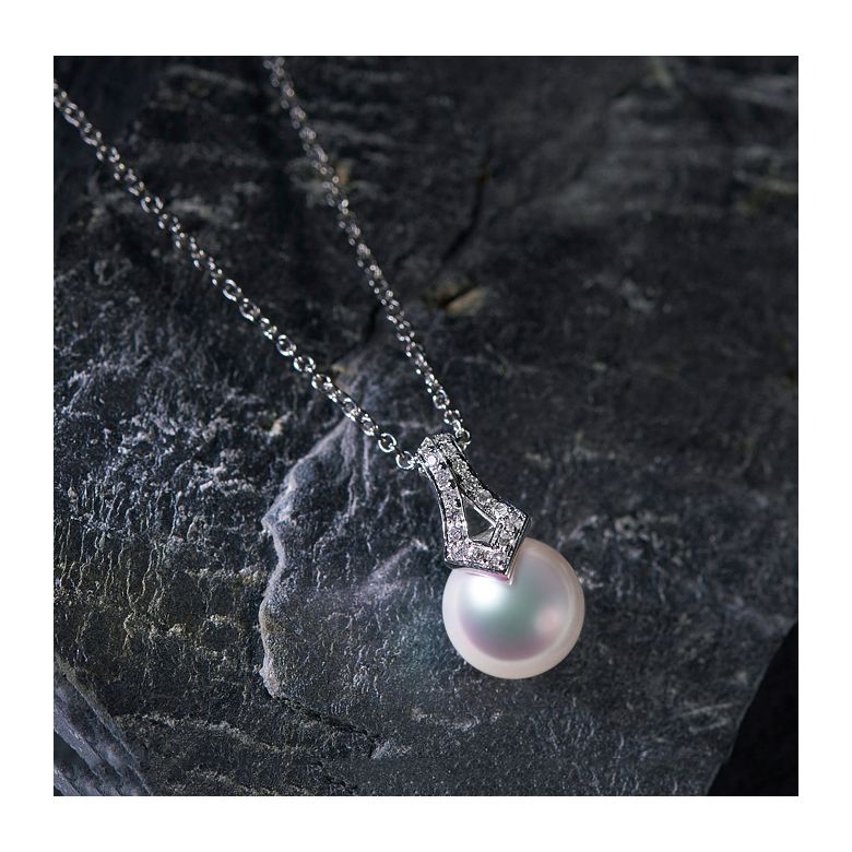 Pendentif perle du Japon Akoya. Michiko. Or blanc et diamants - 4