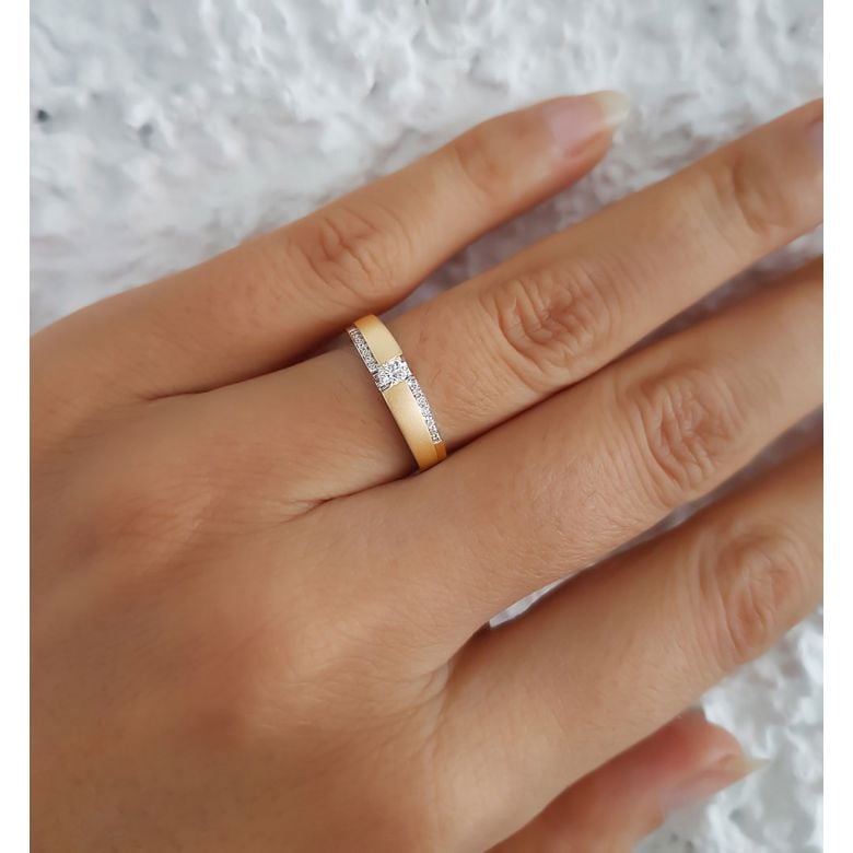 Alliance solitaire or jaune 750/1000 - Bague Femme diamants | Edna - 3