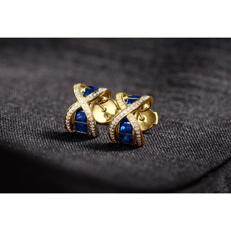 Boucles Oreilles sens de nos vies. En saphirs, diamants et Or jaune - 5
