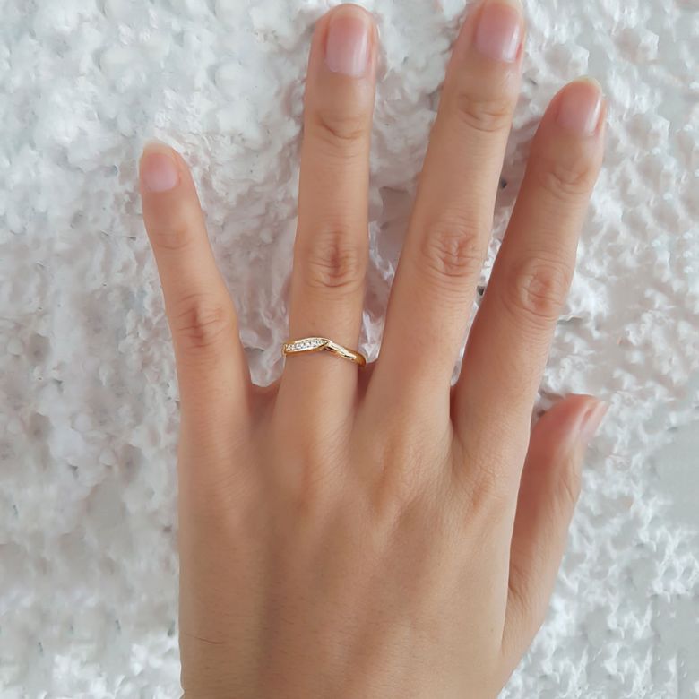 Alliance de mariage femme - Or jaune - Diamant - 4