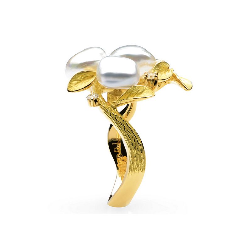 Bague Secret Flower 2nd en perles d'Australie baroques - 2