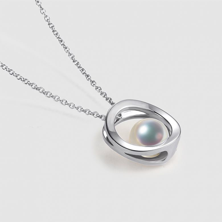 Pendentif perle Akoya - Himiko - Perle du Japon, Or blanc - 9