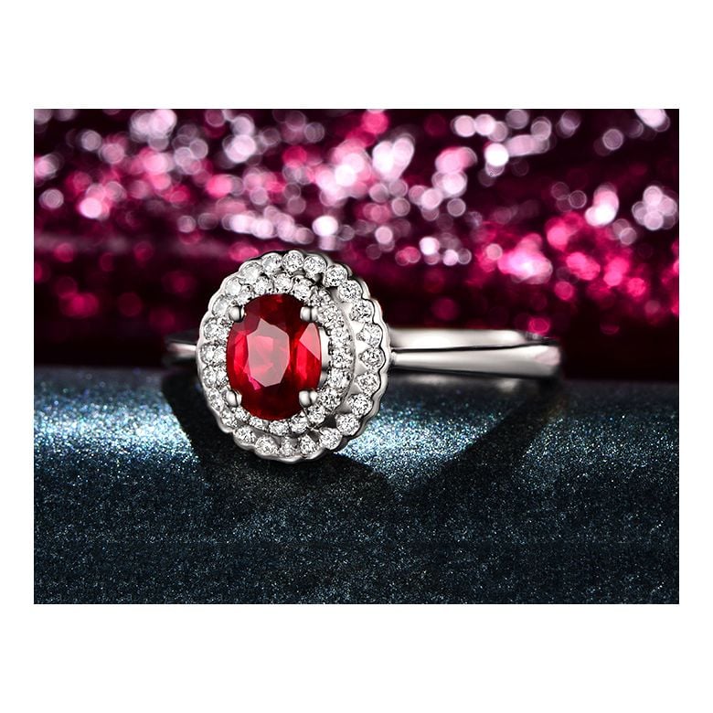 1 rubis, des diamants et de l'or blanc : Bague Florali - 8