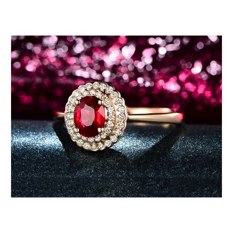 1 rubis, des diamants et de l'or rose : Bague Florali - 5