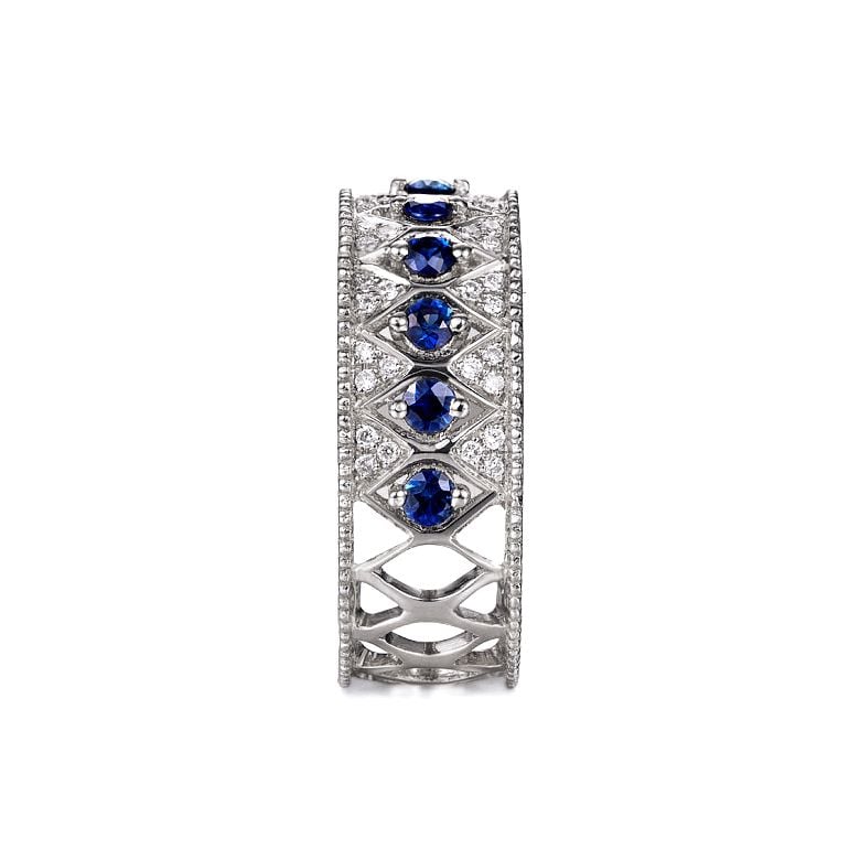 Bague saphir Palais Farnese - Or blanc, saphir & diamant - 4