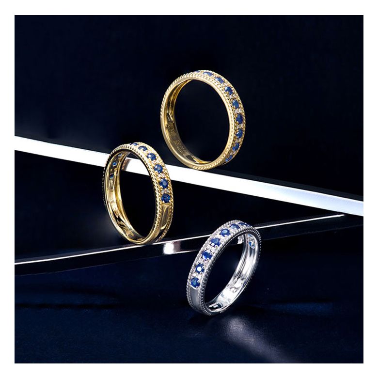 Bague saphir - Tempietto - Or blanc, diamant, saphir - 6