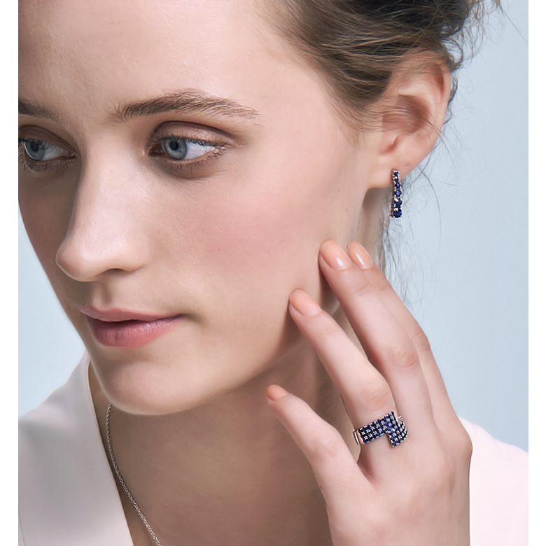 Boucle oreille Montecristo blue - Saphir, or blanc - 2